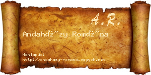 Andaházy Romána névjegykártya